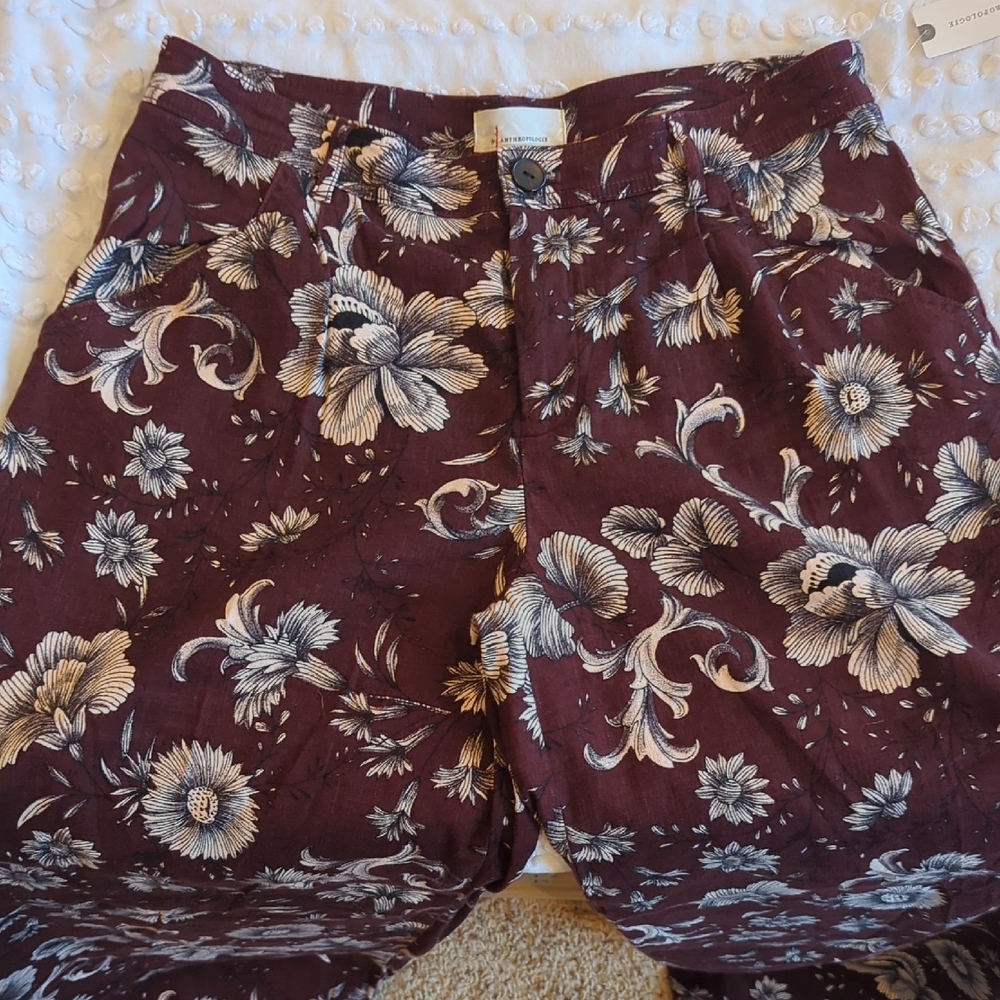 Anthropologie Burgundy Floral Wide Leg Pants - NWT - Picture 8 of 10